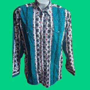 Large Vintage Western Shirt Southwestern Panhandle Slim Cowboy Snap 1990's
